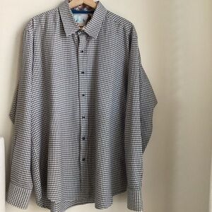 Robert Graham Shirt Mens 2XL Grey White Houndstooth Button Down Flip Cuff Preppy